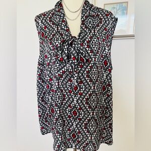Nine West plus size 3X Stylish Black and Red Patterned Women's Top
